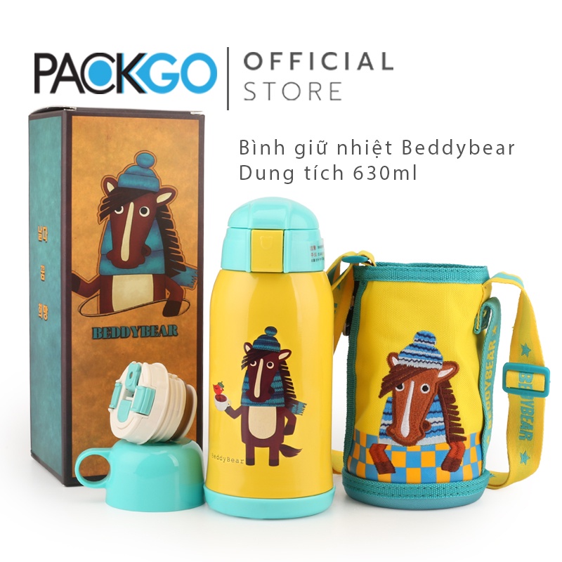 Bình giữ nhiệt cho Bé Trai hoặc Gái / Chính hãng 100% BEDDYBEAR/ BEDDY BEAR/ họa tiết con NGỰA/ phù hợp Bé từ 2 tuổi trở