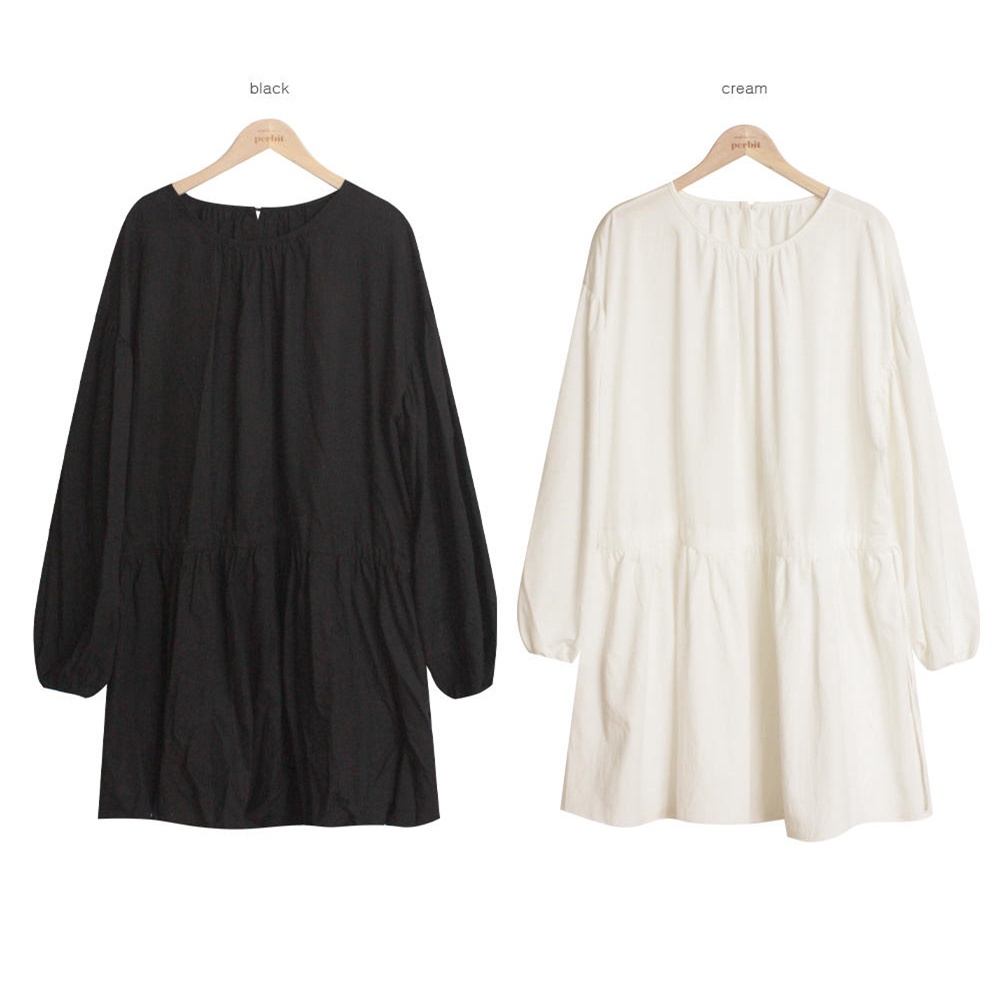 Đầm tay dài cổ tròn cột dây phong cách Hàn Quốc thanh lịch 46261