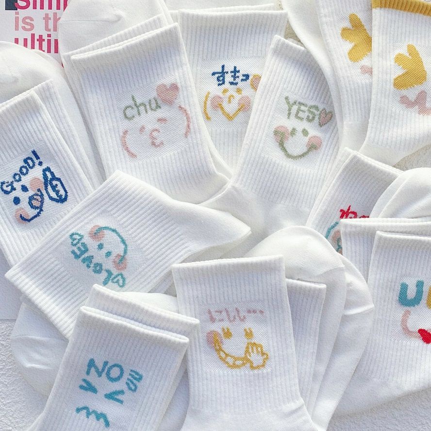 Vớ Dài Trung Bình Họa Tiết Hoạt Hình Dễ Thương Phong Cách Nhật Hàn Cho Nữ