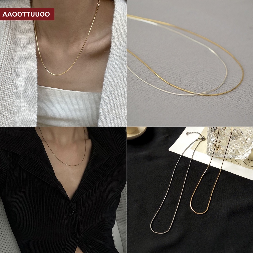 Simple Personality Smooth Snake Chain Necklace Trendy Net Celebrity INS Fine Neck Chain Fashion Niche Clavicle Chain