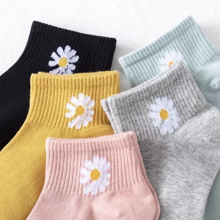 Set 10 Đôi Tất Hoa Cúc Hot Trend Kèm Túi Rút Xịn Sò