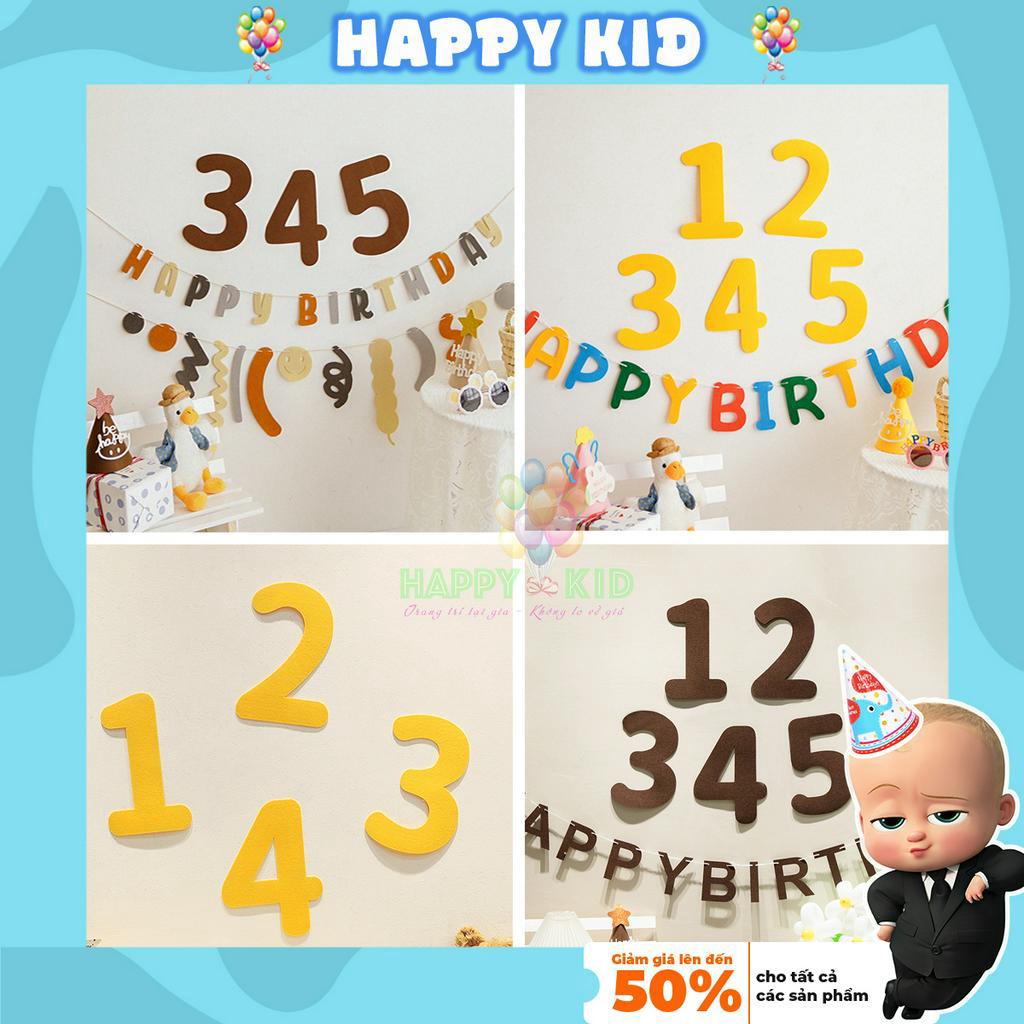 Số Tuổi Màu Nâu, Vàng Chất Liệu Dạ Nỉ Trang Trí Sinh Nhật Phong Cách Hàn Quốc Dễ Thương HAPPYKID STN