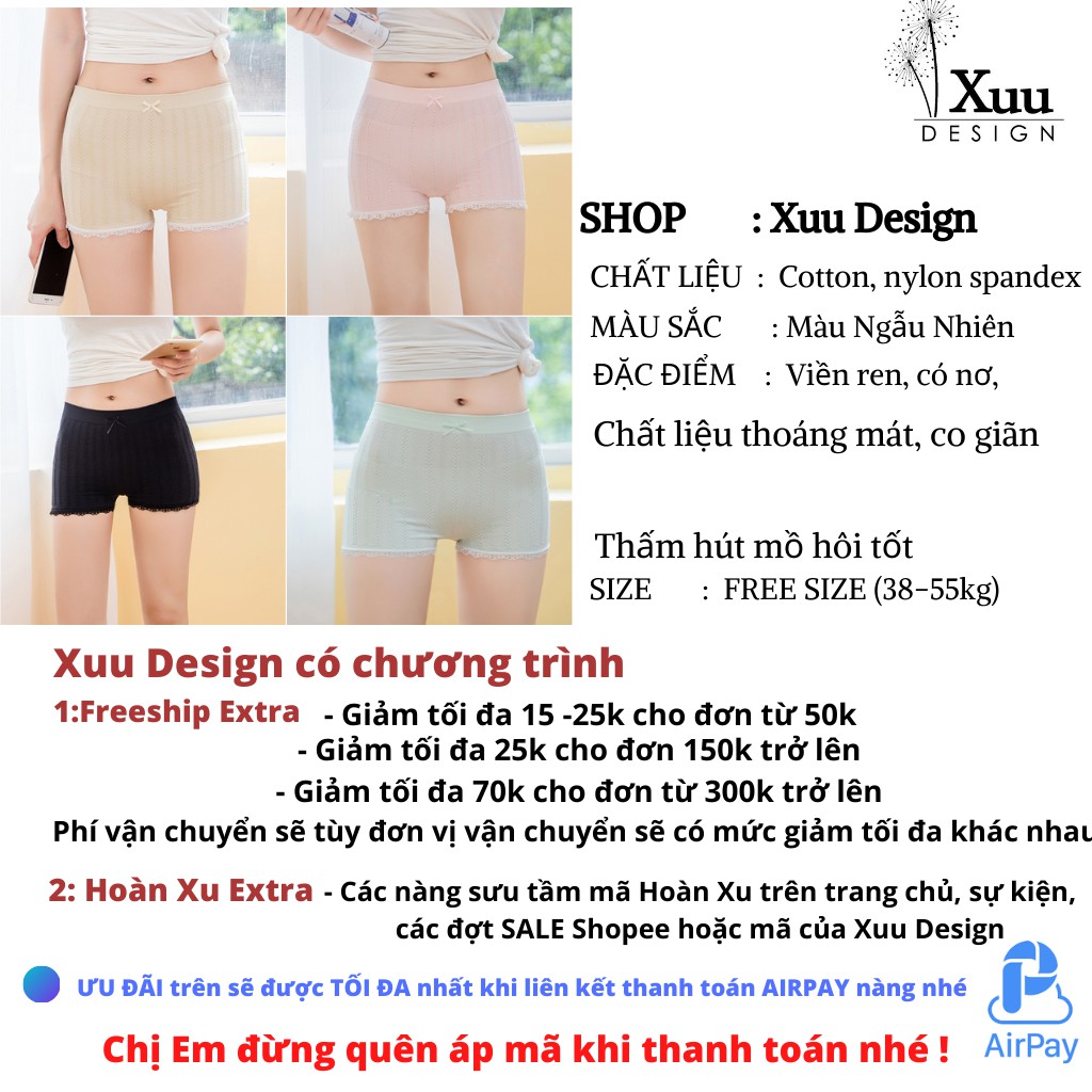 [Mã SKAMCLU7 giảm 10% tối đa 50K đơn 0Đ] Quần mặc váy cotton phối ren nơ nâng mông, gen bụng nhẹ, ko gây hằn QV01 | BigBuy360 - bigbuy360.vn