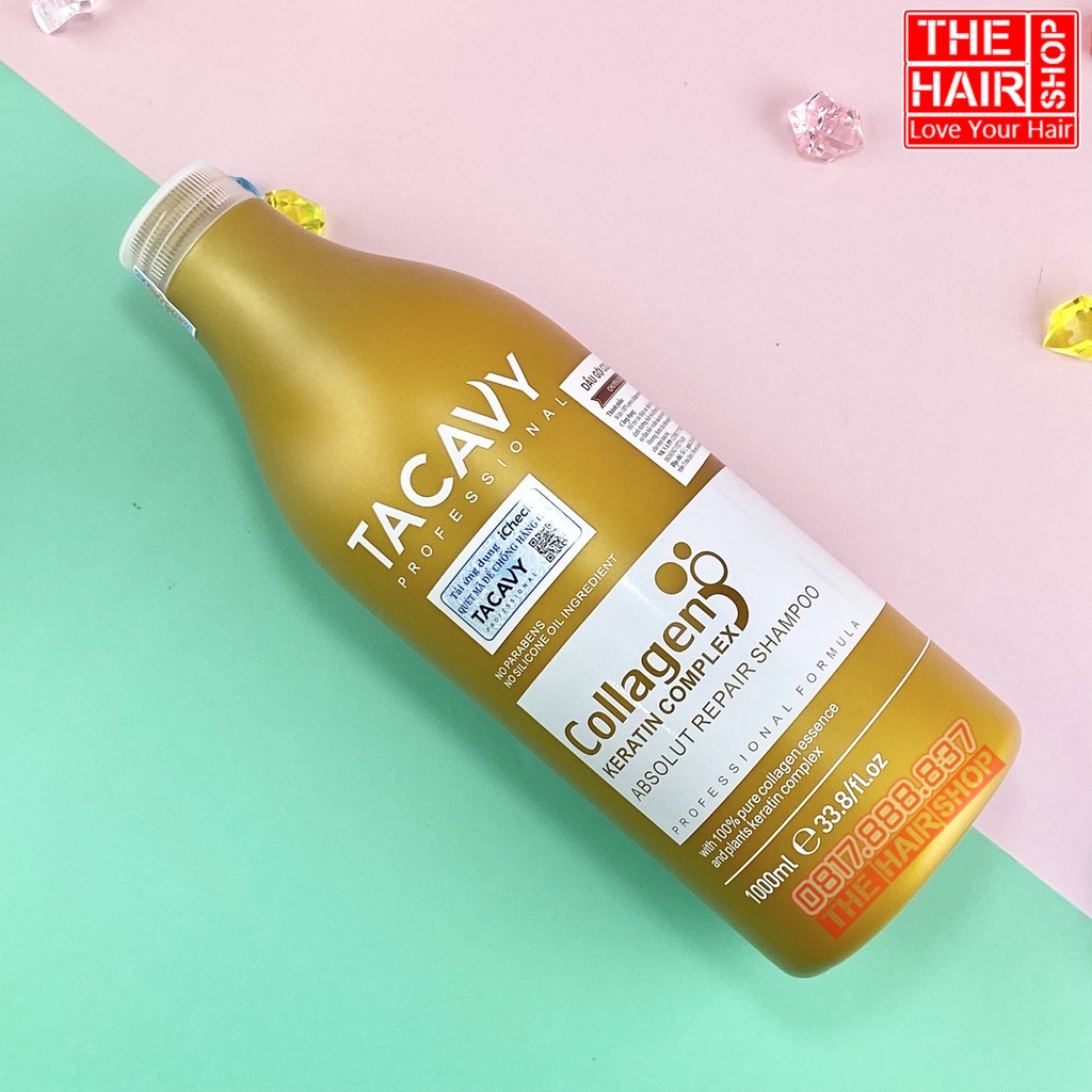 Cặp Dầu Gội Xả TACAVY 1000ml | Giảm Gãy Rụng, Phục Hồi Tóc Hư Tổn, Khô Xơ | Hàng Chính Hãng