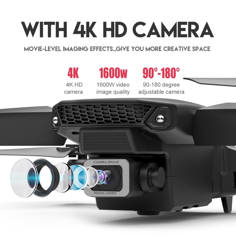 Flycam E88 Pro, 2 camera 4K,pin 1800mah ( tặng túi đựng) | BigBuy360 - bigbuy360.vn