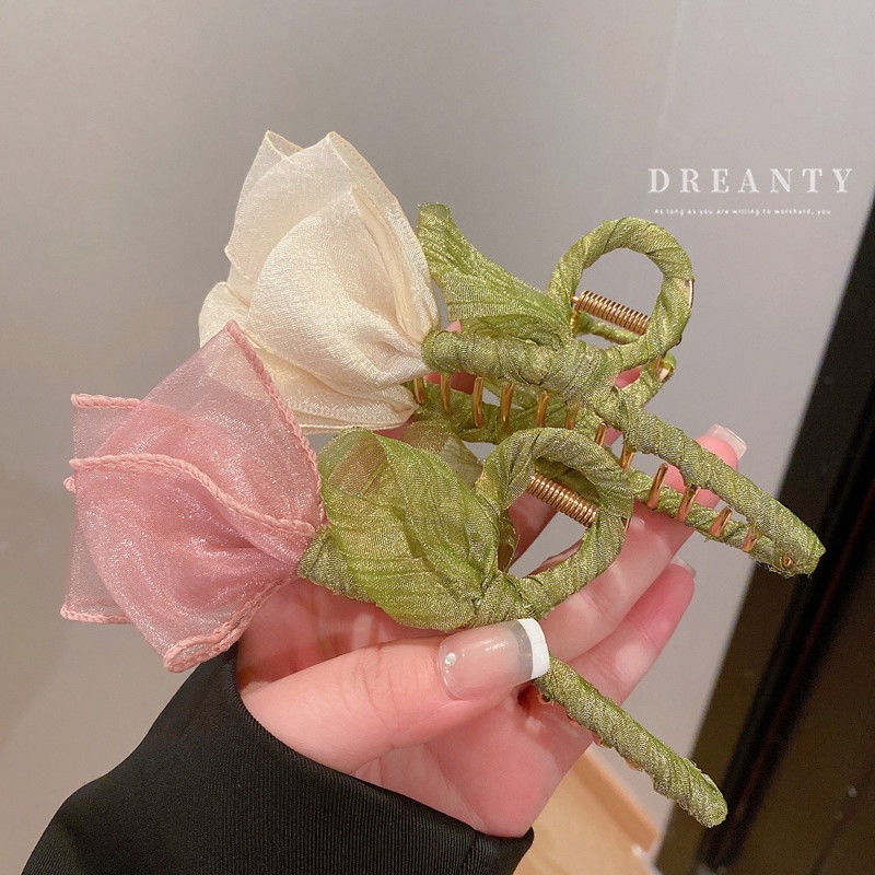 Kẹp Tóc Hình Hoa Tulip / Cá Mập Cỡ Nhỏ Thời Trang Ngọt Ngào Dễ Phối Đồ Cho Nữ