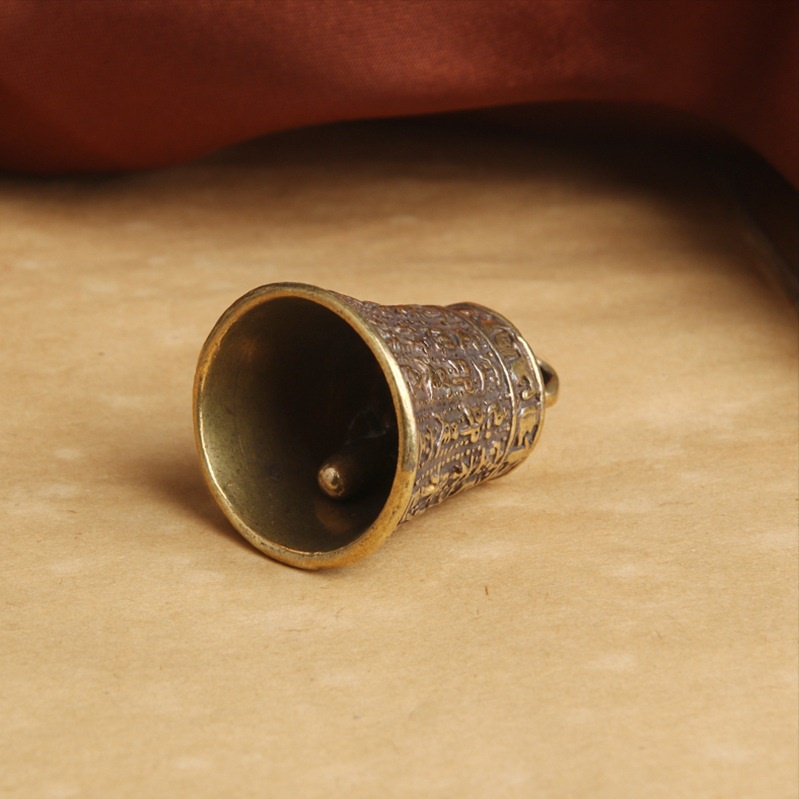 Móc Khóa Đồng Thau Kiểu Dáng Chiếc Chuông Thần Chú  Đem Lại May Mắn Chiêu Tài Lộc