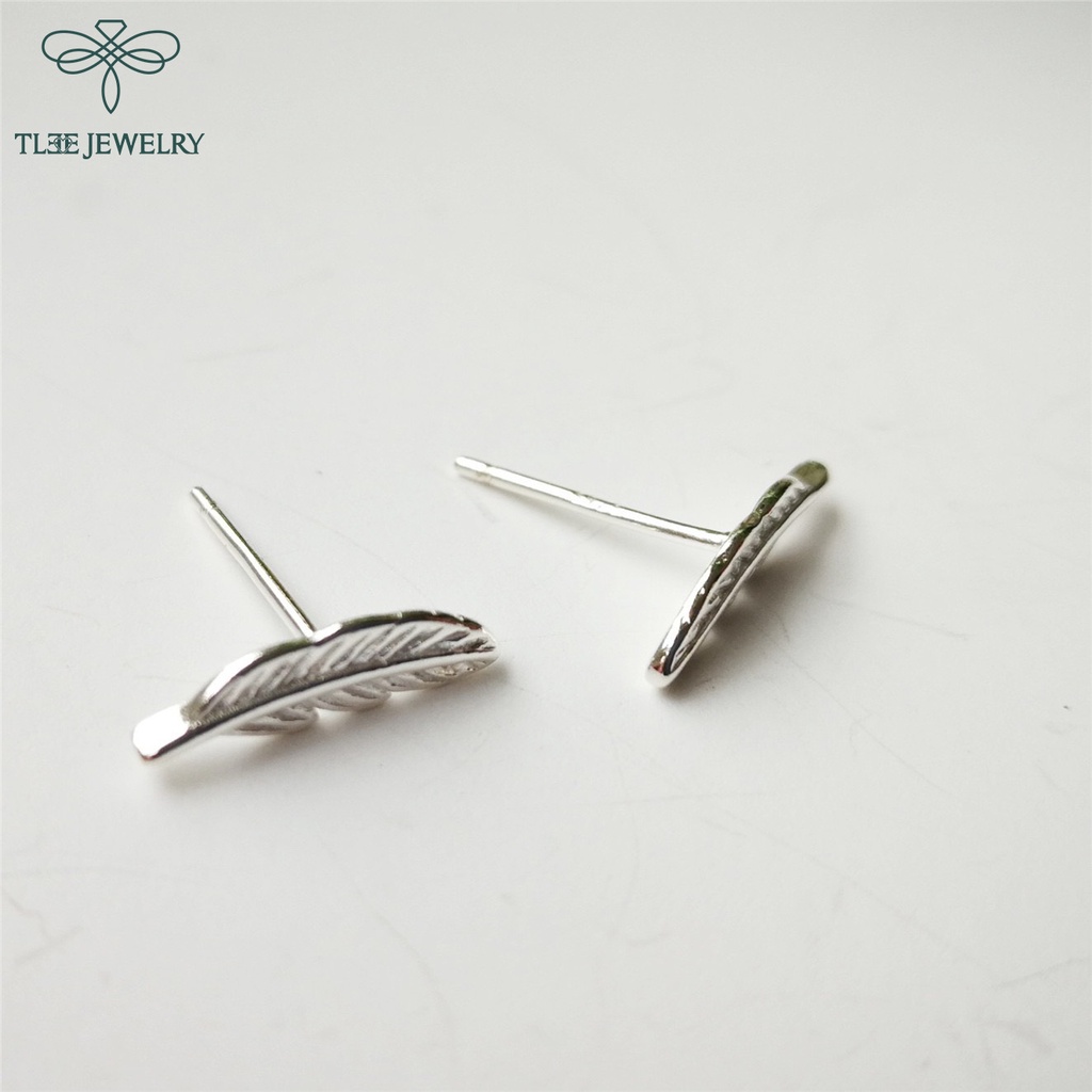 Khuyên tai bạc nữ TLEE lông vũ basic cá tính TleeJewelry B0194