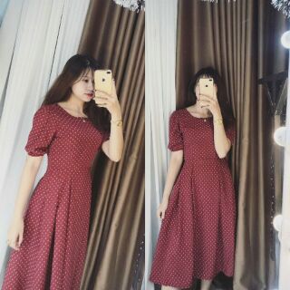 Váy chấm bi dáng dài