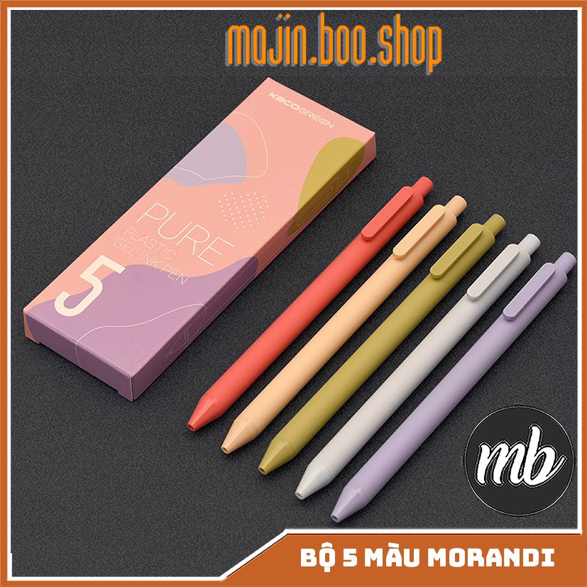 Bộ 5 bút gel KACO PURE loại Morandi 2 mực nhiều màu (hàng chính hãng)