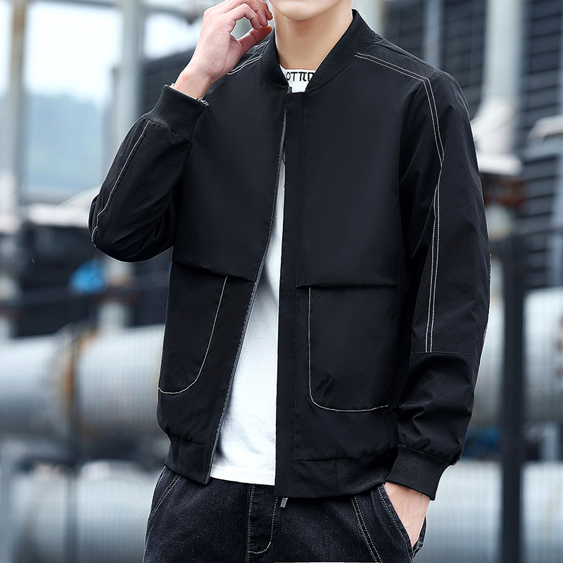 2020 popular jacket men's autumn jacket stand collar jacket white line thin jacket | WebRaoVat - webraovat.net.vn