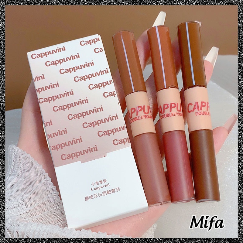 Son môi Cappuvini 2 đầu, Son nội địa mềm mịn lâu trôi hot trend chống thấm nước hàng nội địa trung Mifa Beauty