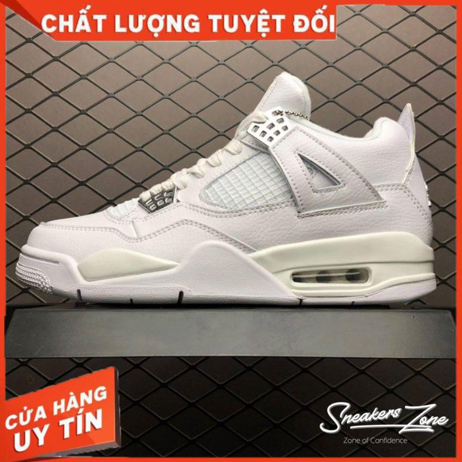 SALEEEE 20% (FREESHIP+HỘP+QUÀ) Video Giày thể thao AIR JORDAN 4 Retro Pure money full trắng siêu đẹp cho nam và nữ