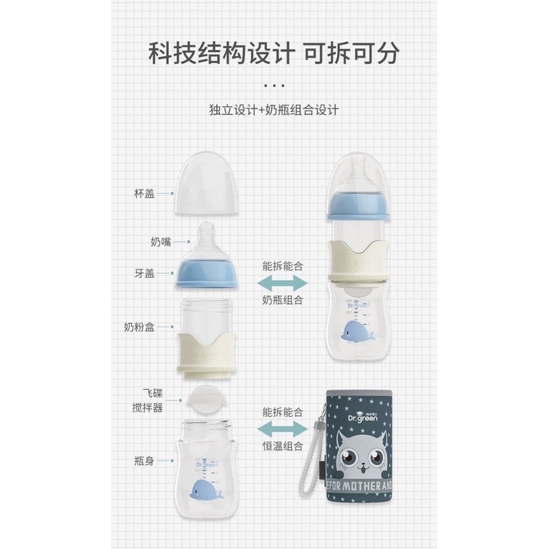 DR GREEN - BÌNH SỮA GIỮ NHIỆT 3in1