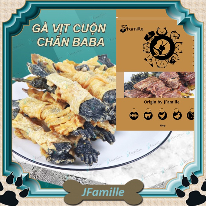 [MỚI VỀ]Thức Ăn Vặt Cho Thú Cưng JFamille, Gà Vịt Cuộn Chân Baba, Tăng Sức Đề Kháng, Chống Lão Hóa, Bổ Sung Vitamin.