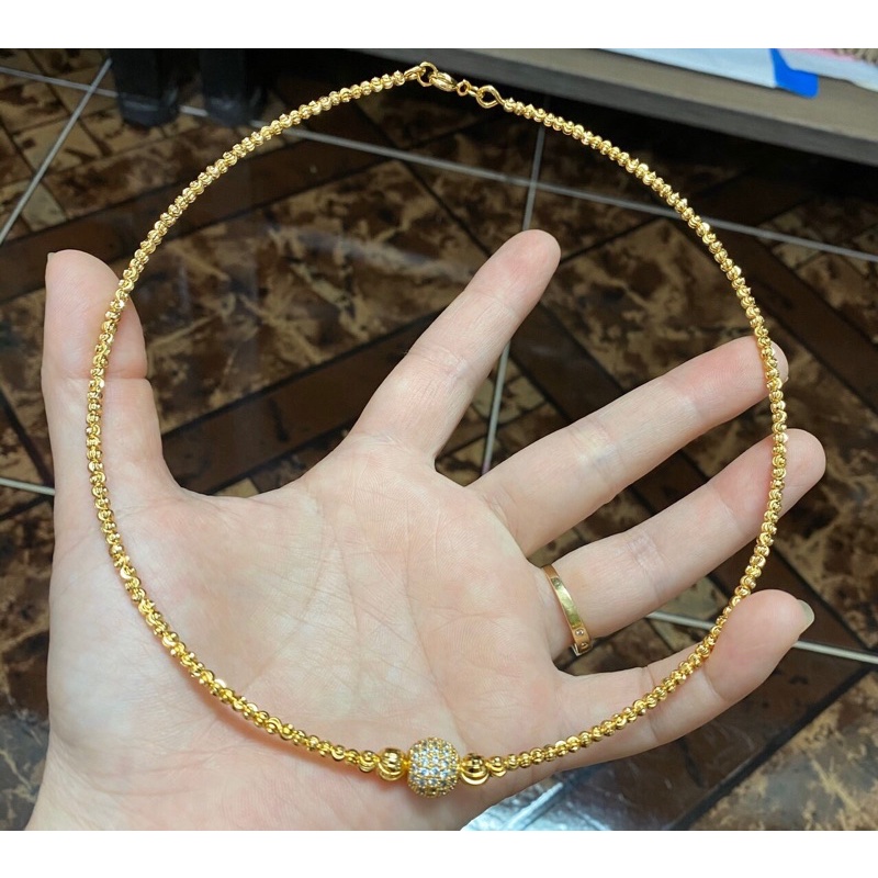 Kiềng cổ kiểu bi dát vàng 18 cao cấp