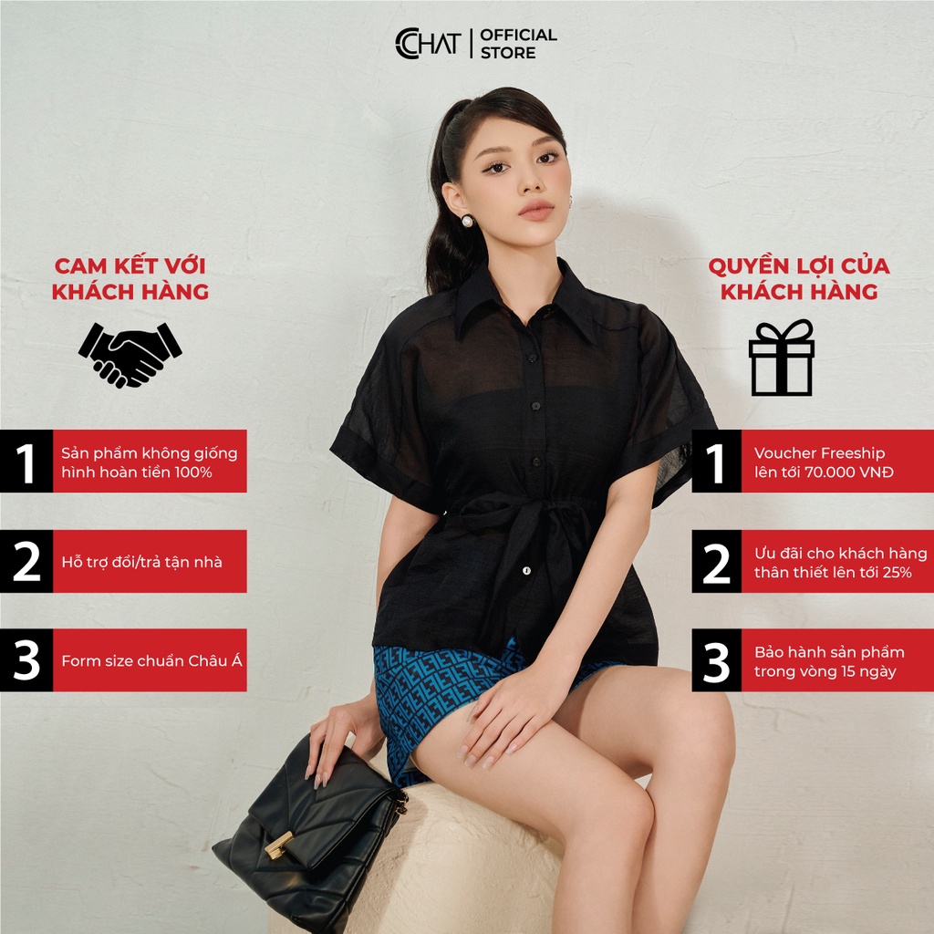 Quần Đùi Nữ 𝐂𝐂𝐇𝐀𝐓 Họa Tiết Kiểu Cạp Lật Phong Cách Trẻ Trung Thanh Lịch 12ONS5010AT