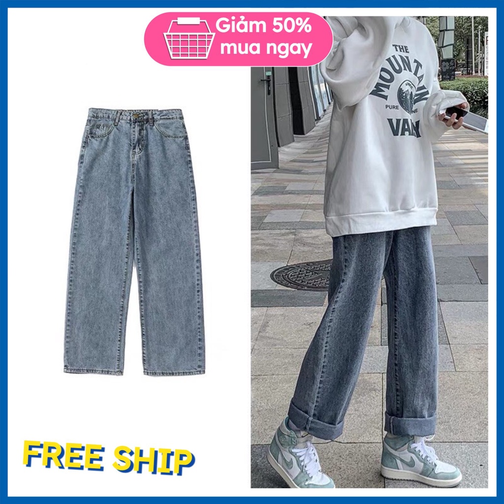 Quần jean nữ ống rộng QJ22 Teenzone quần bò xuông lưng cao dáng suông phong cách | BigBuy360 - bigbuy360.vn