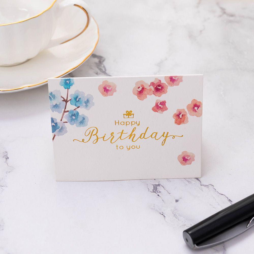 Set 10 Thẻ Thiệp Chúc Mừng Sinh Nhật Bằng Chất Liệu Các Tông Màu Trắng