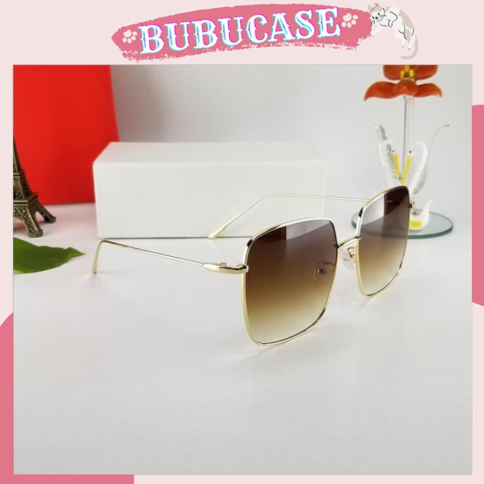 Mắt kính nữ thời trang - Tròng vuông màu nâu trà, chống nắng, chống tia UV, form ôm mặt