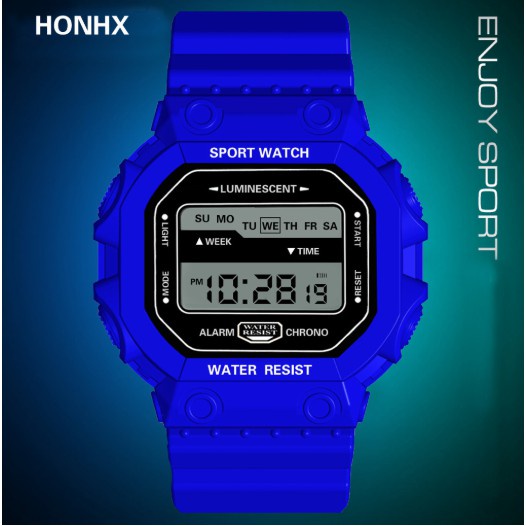 Đồng Hồ Nam Nữ Thể Thao Sport Watch Vuông Điện Tử Dây Cao Su Cực Hot - Hazo