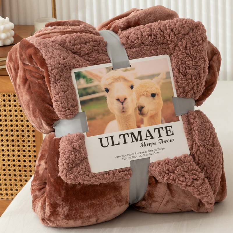 Chăn Lông Cừu Ultimate Hàng Xuất Khẩu, Chăn 1 Lớp Lông Cừu, 1 Lớp Lông Tuyết, Siêu Gọn, Siêu Ấm Cho Mùa Đông