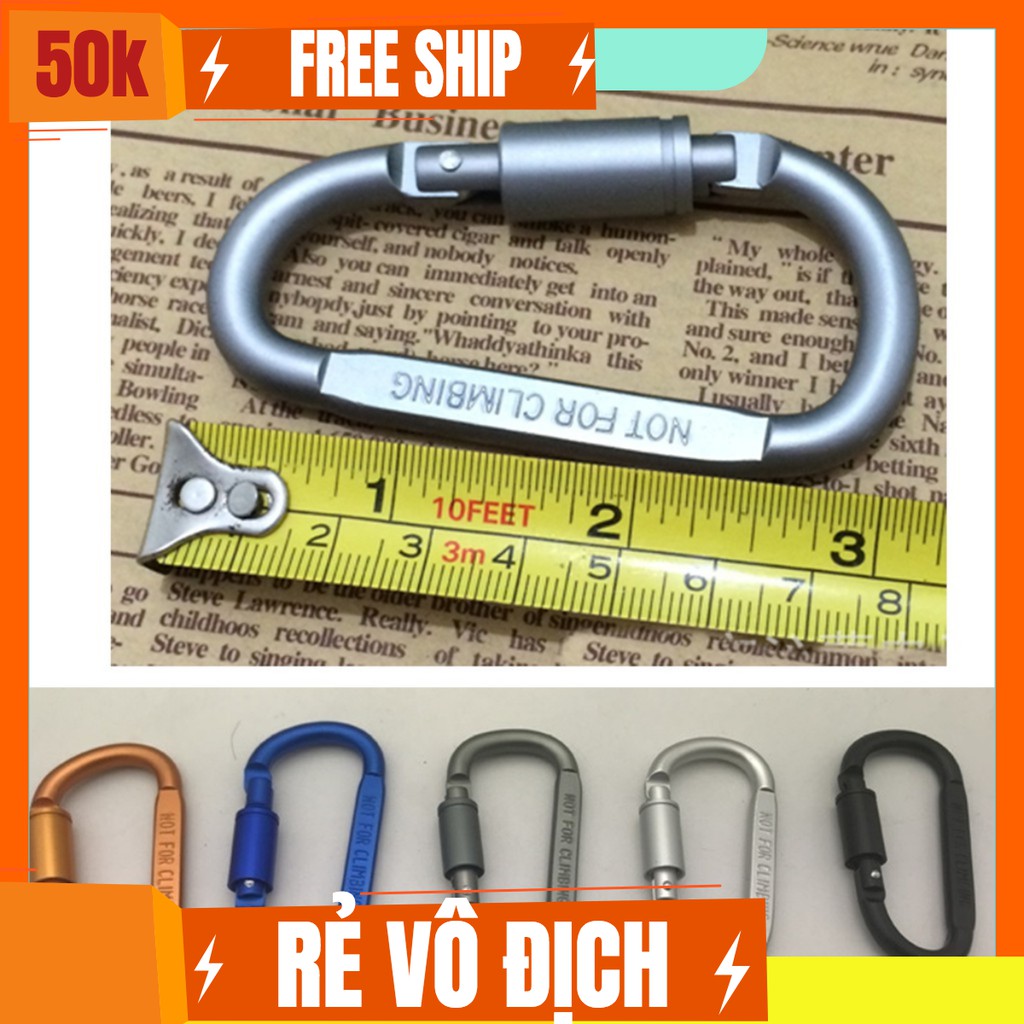 móc khóa PHƯỢT THỦ CARABINER chữ D - khóa xoay 8cm - hợp kim NHÔM CAO CẤP NHẸ BỀN