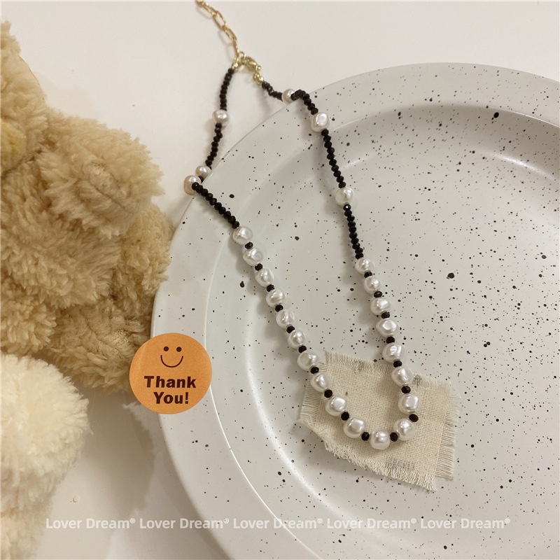 Dây Chuyền Ngọc Trai Màu Đen Đỏ Phong Cách Hàn Quốc 19A1302