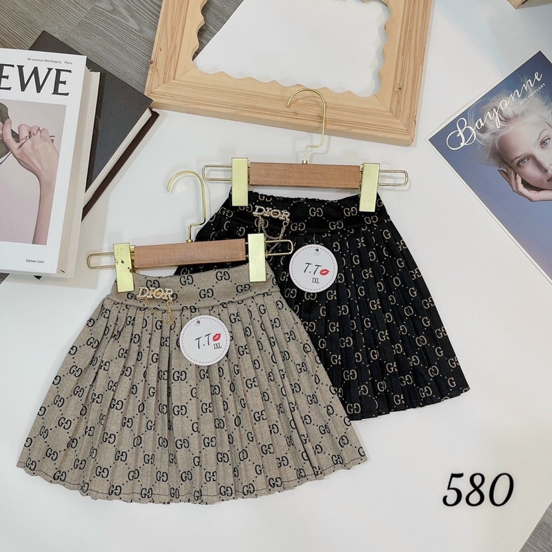 Chân váy dạ kẻ có quần lót bên trong size đại cho bé gái