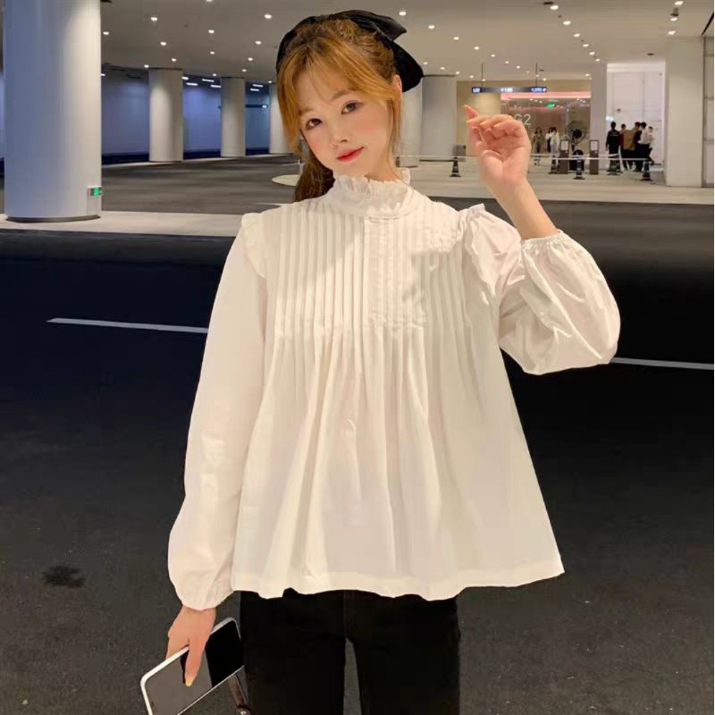 áo babydoll xếp li ngực cúc lưng ulzzang áo kiểu nữ