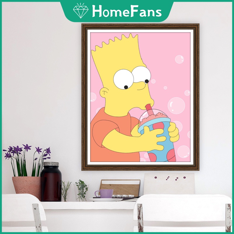Bộ Tranh Đính Đá 5D Tự Làm 40x50cm Hình The Simpsons Trang Trí Nhà Cửa