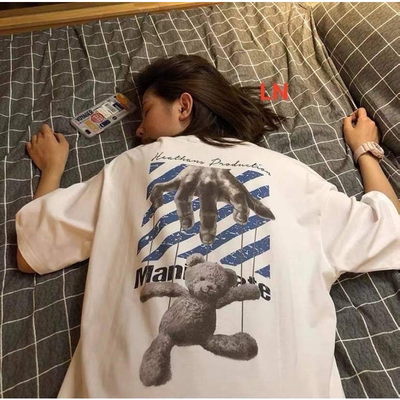 Áo phông bàn tay gấu gạch chéo chất su DA6