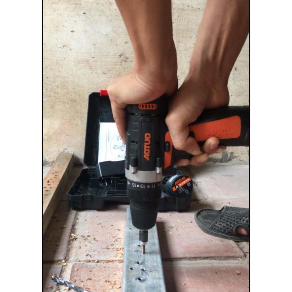 MÁY KHOAN, BẮT VÍT 2 CHIỀU AOTUO DÙNG PIN 12V