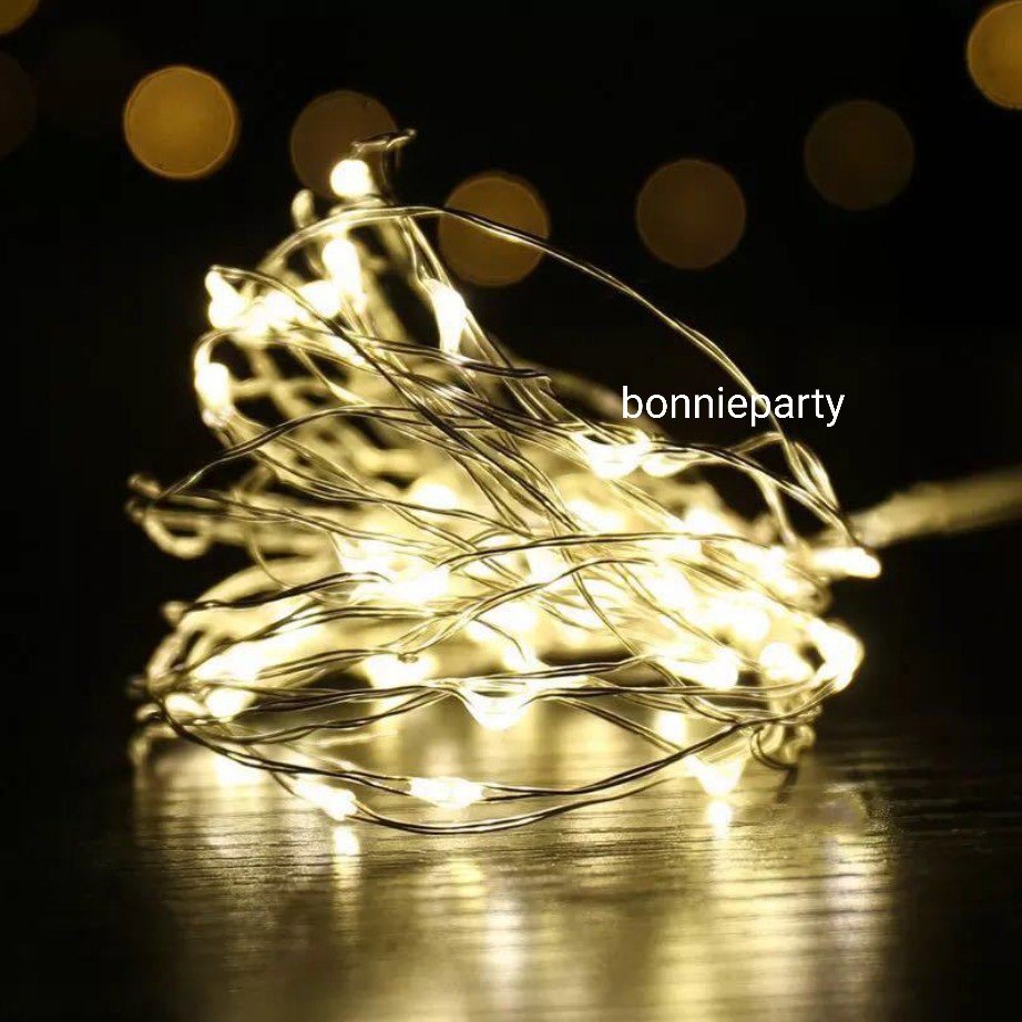 Đèn Led đom đóm trang trí dài 3m dùng pin màu vàng nắng dây fairylight