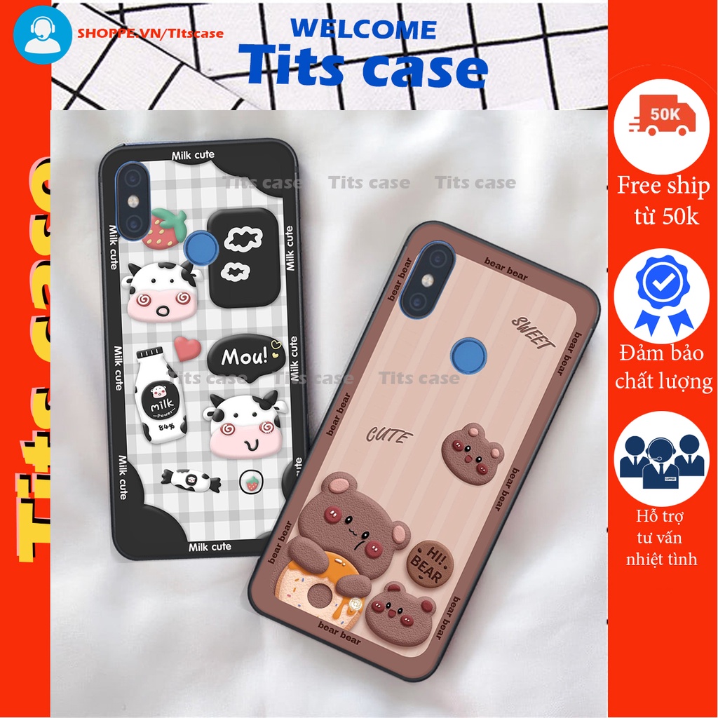 Ốp lưng Xiaomi MI 8 / MI 8 SE in hình bò sữa, gấu be@r, cute cực  ĐỈNH -  cực CHẤT-  cực COOL
