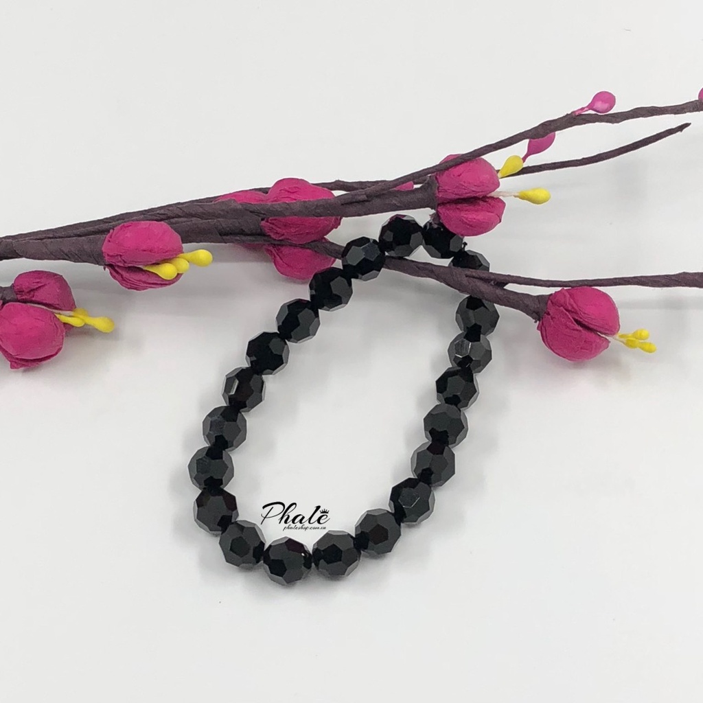 Vòng Tay Pha Lê Tròn Đen Huyền S08mm Được Thiết Kế Từ Pha Lê Swarovski