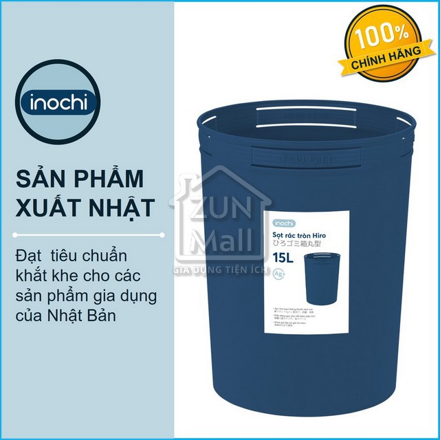 Thùng Rác Nhựa Tròn Cao Cấp 15 Lít Inochi Nhật Bản -  Màu Sắc Rất Đẹp Với 4 Gam Màu Trung Tính