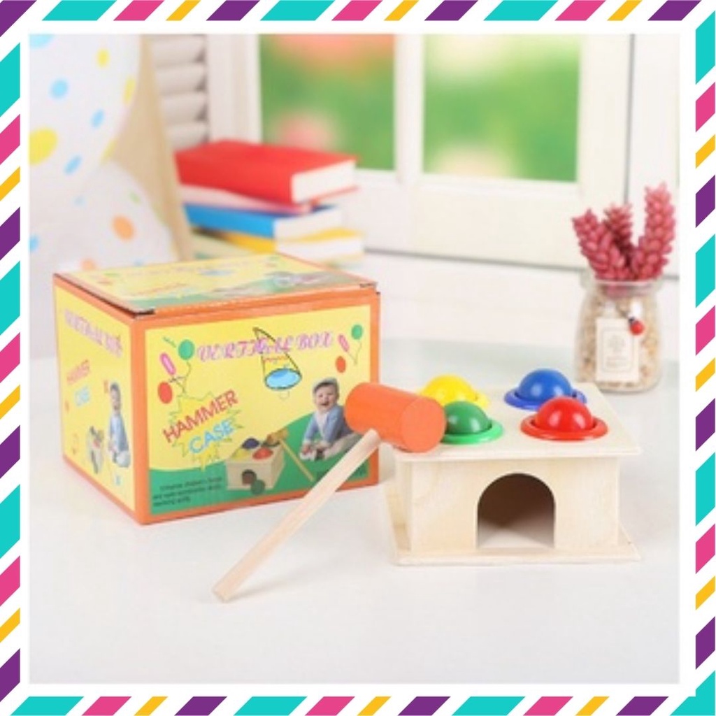 Đồ chơi gỗ thông minh, đồ chơi hộp đập bóng búa gỗ phát triển tư duy an toàn cho bé (227)