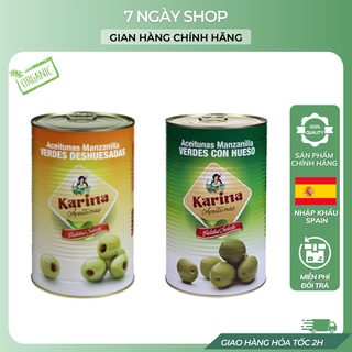 Quả Oliu Xanh Nguyên Hạt Và Tách Hạt Karina 7NgayShop Hộp 4300g Nhập khẩu Tây Ban Nha Date 2025