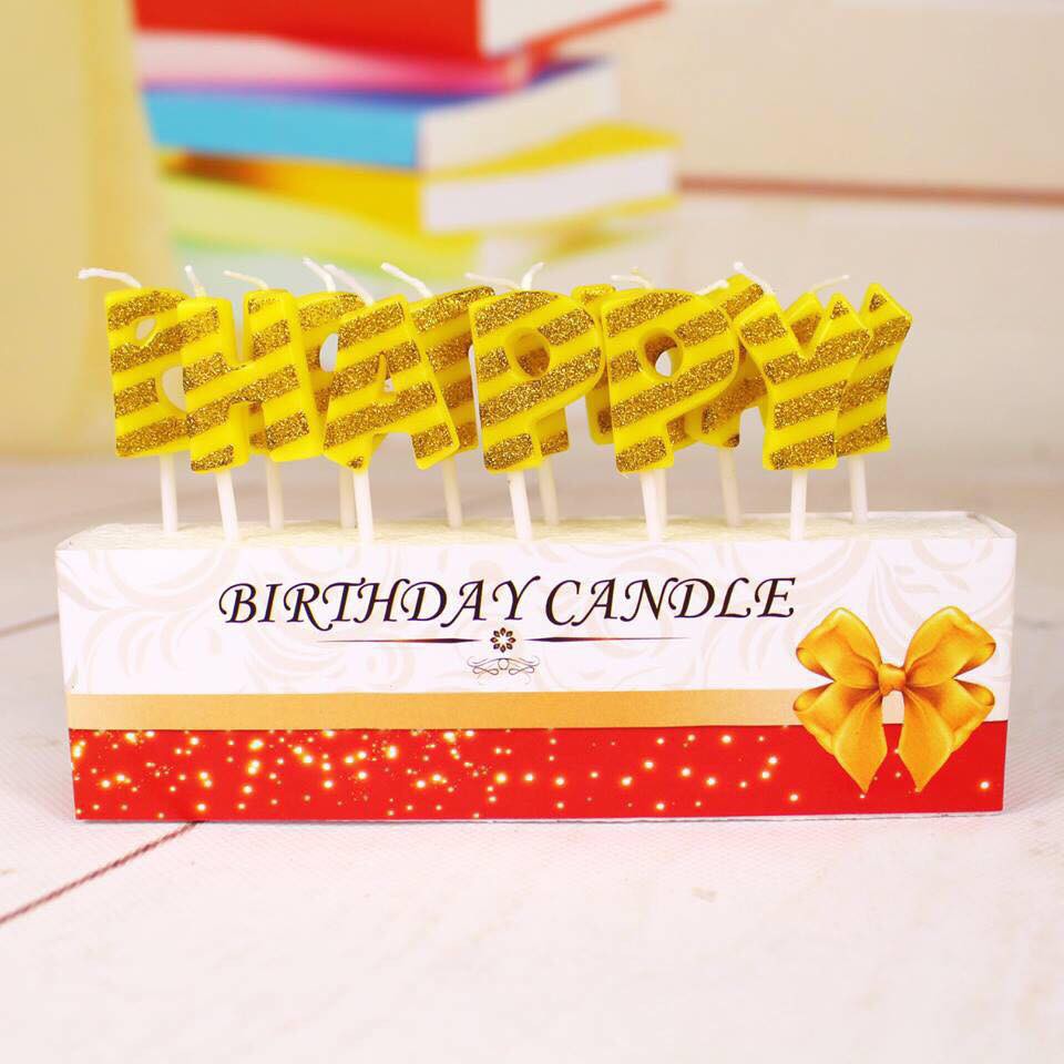 Nến chữ Happy birthday trang trí bánh gato sinh nhật siêu đẹp siêu sang - nến sinh nhật độc đáo (4 màu)