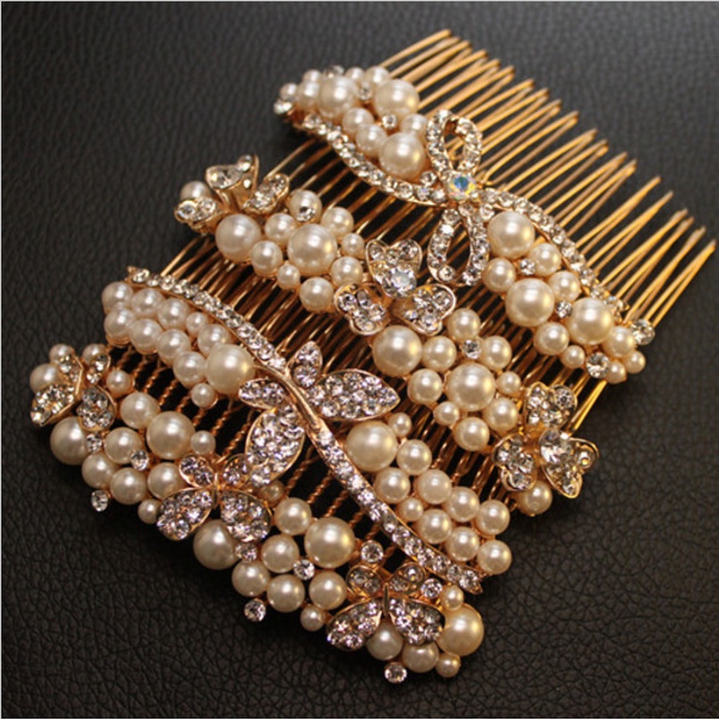 Lược Cài Tóc Hợp Kim Đính Đá Thời Trang Cho Nữ