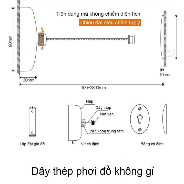 Giá phơi đồ thép không gỉ 304 không đóng đinh with SEALANTFIX (Tròn) - Home and Garden