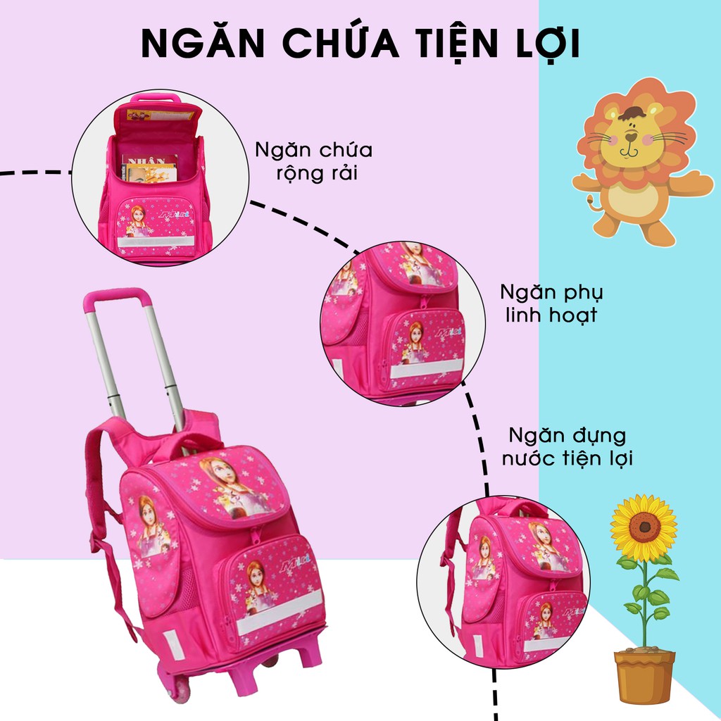 Balo Học Sinh Cần Kéo MITI BL6129W Giảm Sức Nặng Cho Bé