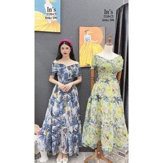 TOP BÁN CHẠY Váy maxi voan hoa trễ vai xẻ tà đi biển / váy maxi hoa nhí thiết kế quấn vai dáng dàiđi biển hàng đẹp