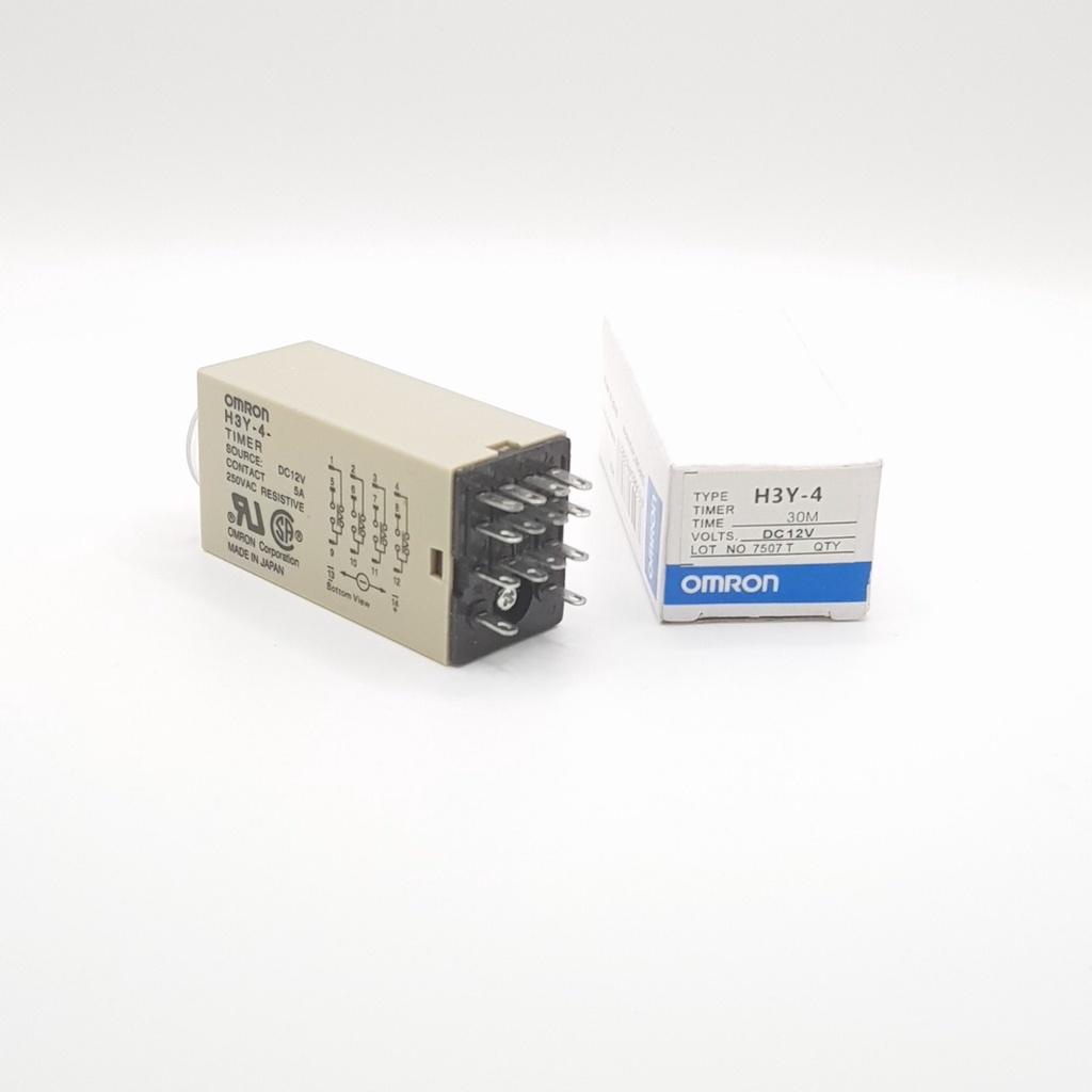 Rơ le 12V 30 Phút, Relay thời Gian Timer Omron H3Y-4 14P 12V, H3Y-4, rơ le thời gian