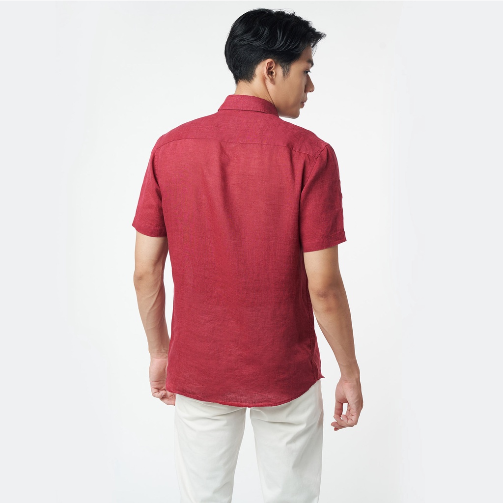 Ninomaxx Áo sơ mi Linen Basic nam tay ngắn 2203043