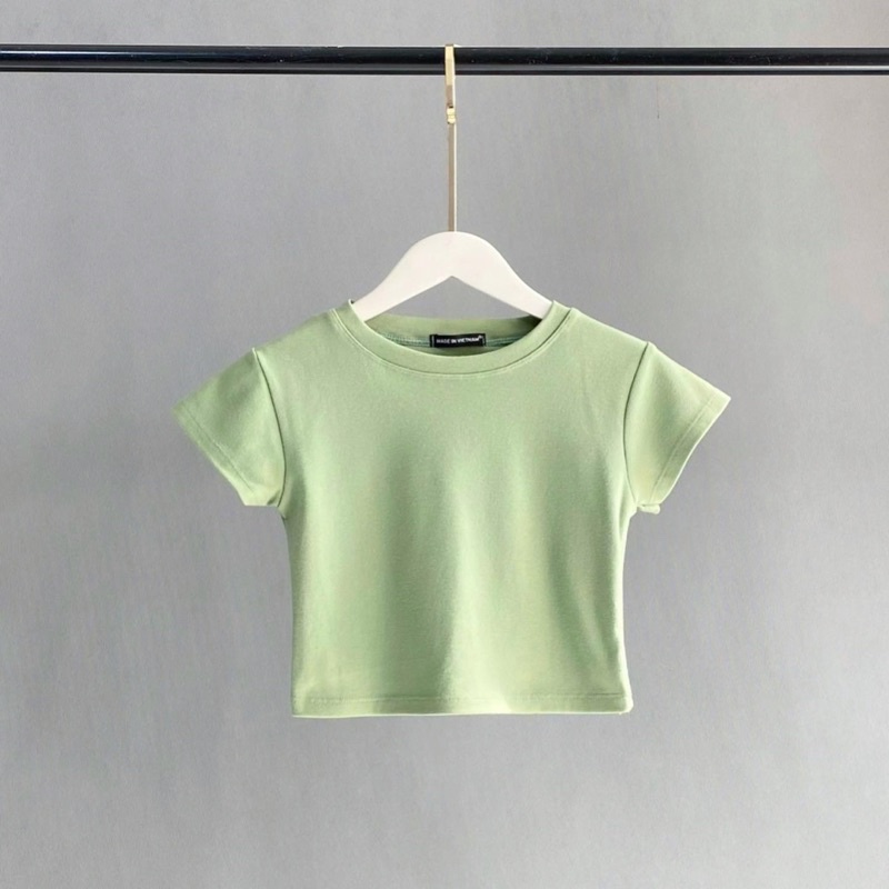 Áo croptop trơn body nữ tay ngắn đơn giản, chất thun rip cotton co giãn có size từ 40 đến 70kg