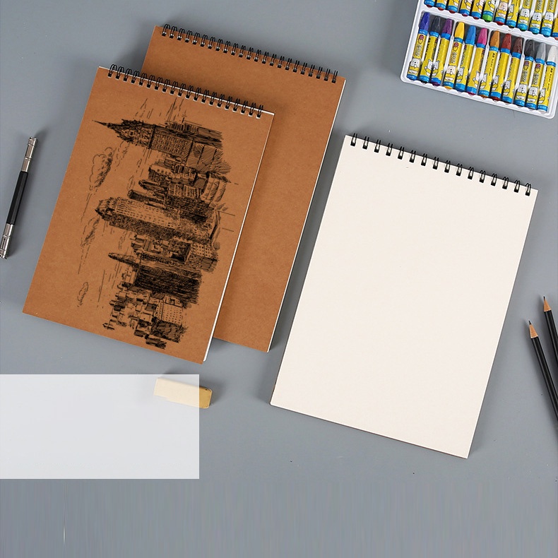 Sketchbook KOLANO sổ vẽ phác thảo, ký họa 100 trang A4, A5 gáy xoắn bìa cứng trơn 160g SN-001372