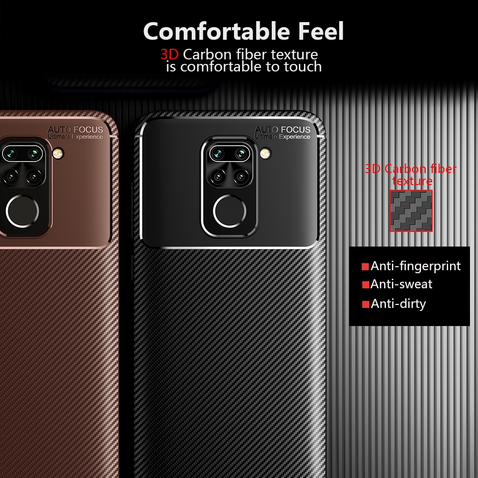 Ốp điện thoại silicone phủ sợi carbon thời trang chống sốc cho XIAOMI REDMI NOTE 9 PRO MAX 9s