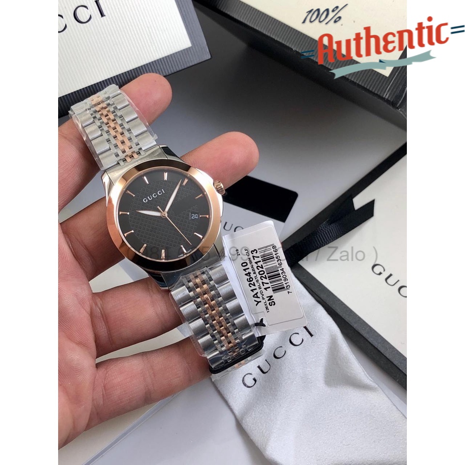 Đồng Hồ Nam Gucci Timeless Steel and Pink PVD YA126410